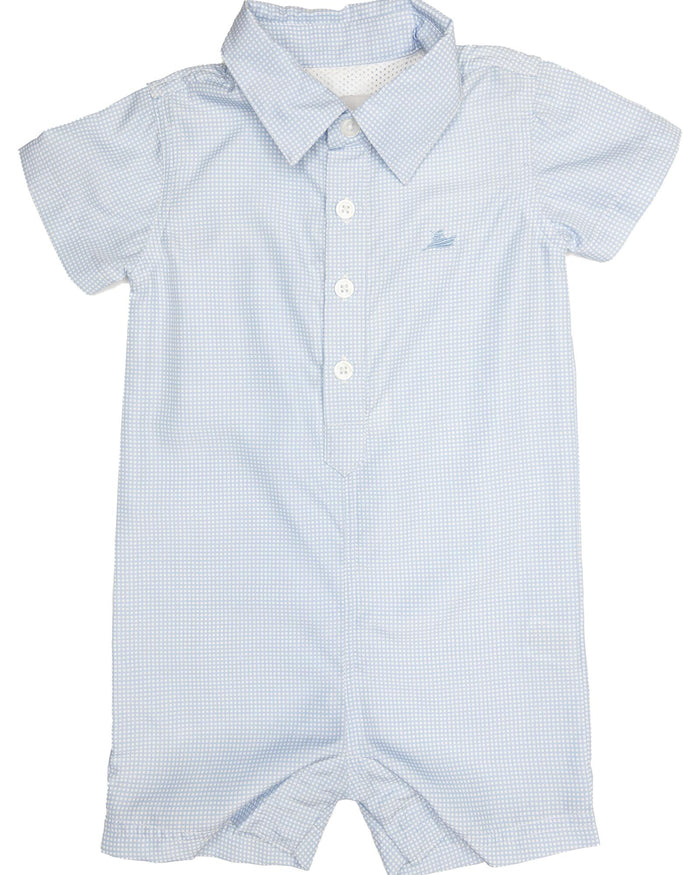 Blue Gingham Dress Shirt Romper