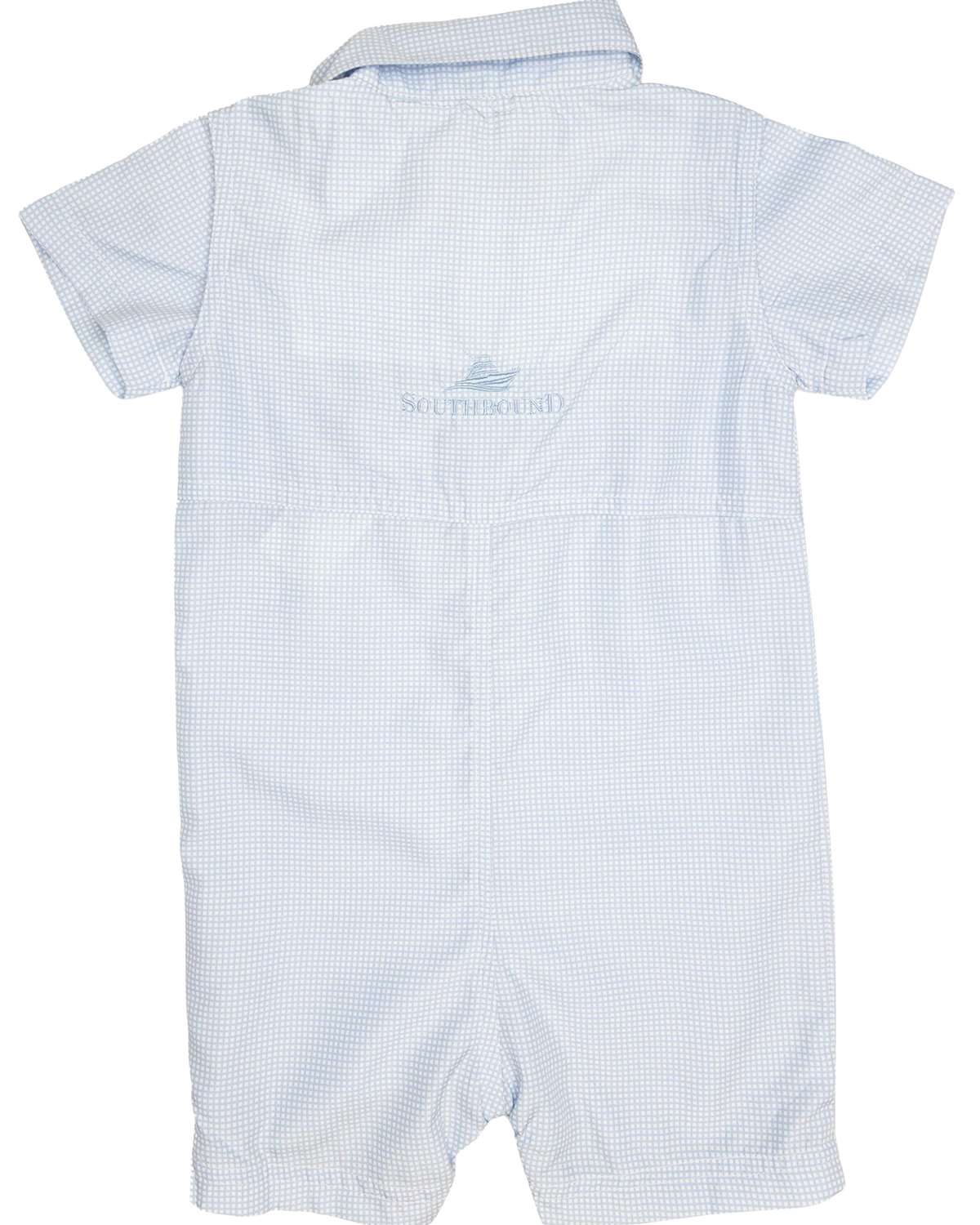 Blue Gingham Dress Shirt Romper