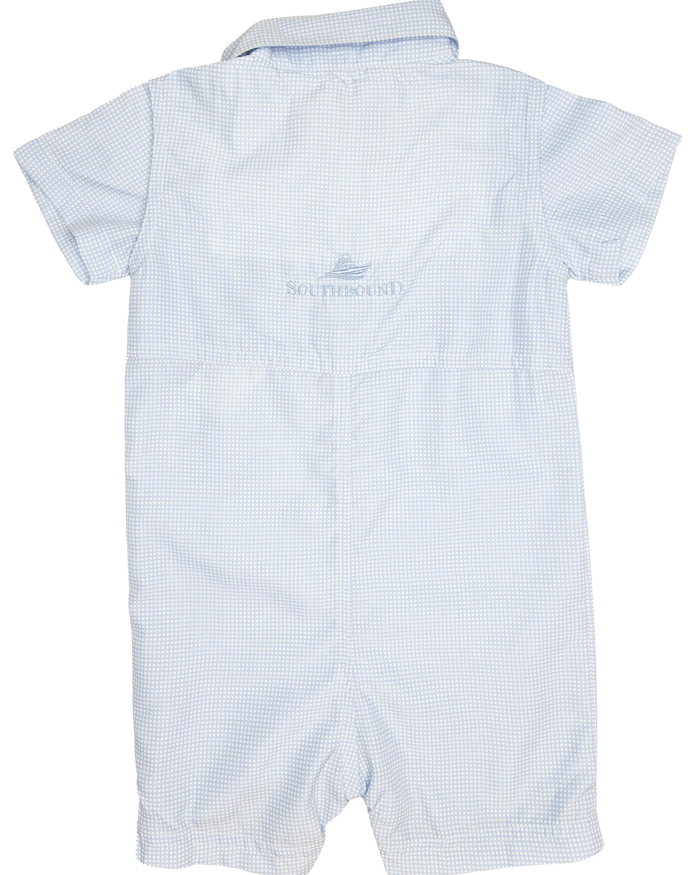 Blue Gingham Dress Shirt Romper