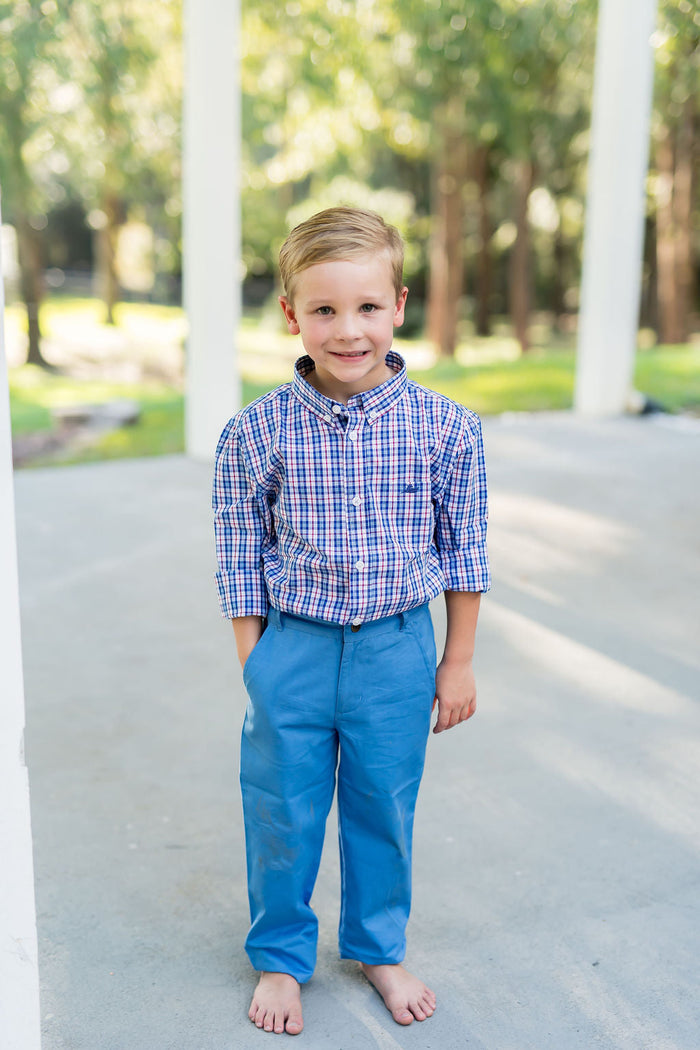 Blue and Red Plaid Destin Dress Shirt