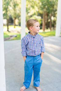 Blue and Red Plaid Destin Dress Shirt