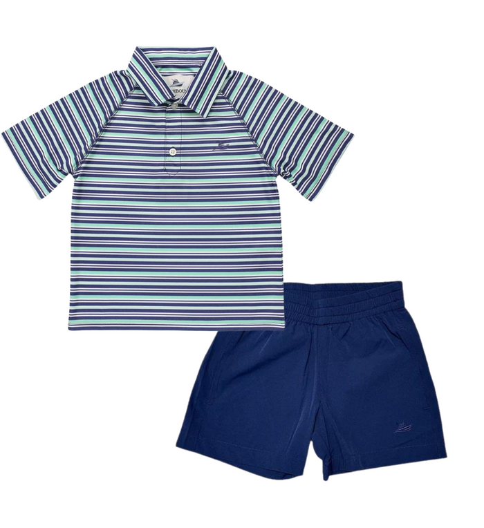 Cascade/Navy/Aqua Performance Polo