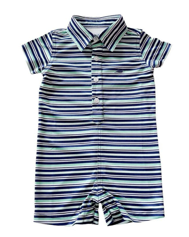 Cascade/Navy/Aqua Polo Romper