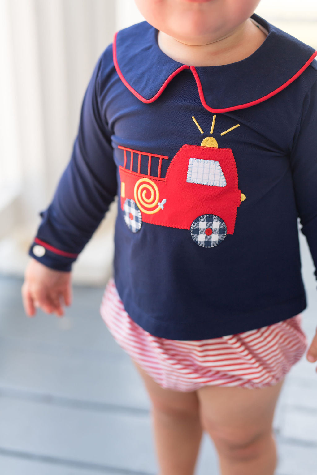 Fire Engine Applique Boy Bloomer Set Castles & Crowns, Inc.