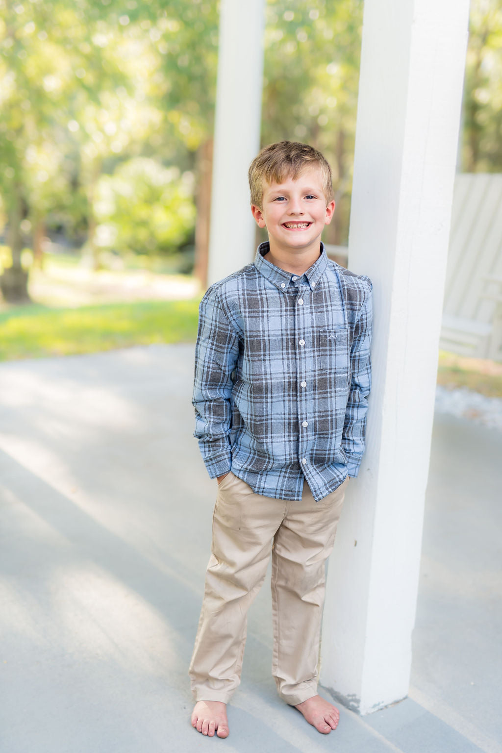 Blue/Charcoal Flannel Destin Dress Shirt