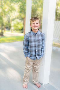 Blue/Charcoal Flannel Destin Dress Shirt