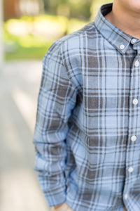 Blue/Charcoal Flannel Destin Dress Shirt