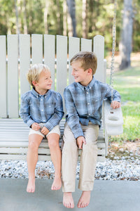 Blue/Charcoal Flannel Destin Dress Shirt