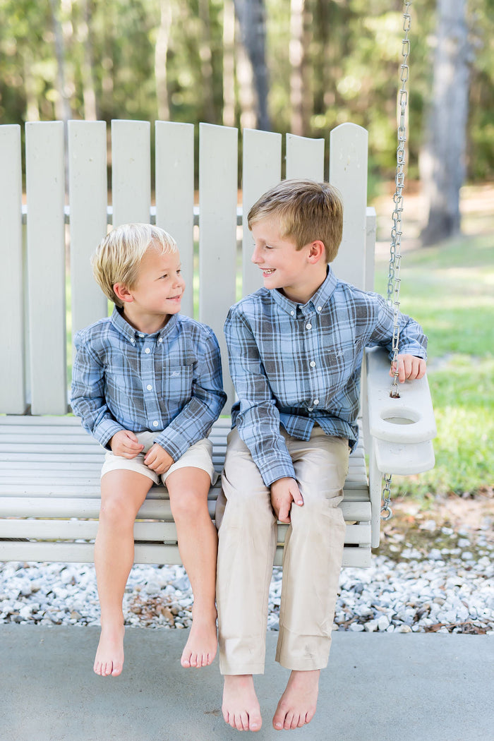 Blue/Charcoal Flannel Destin Dress Shirt