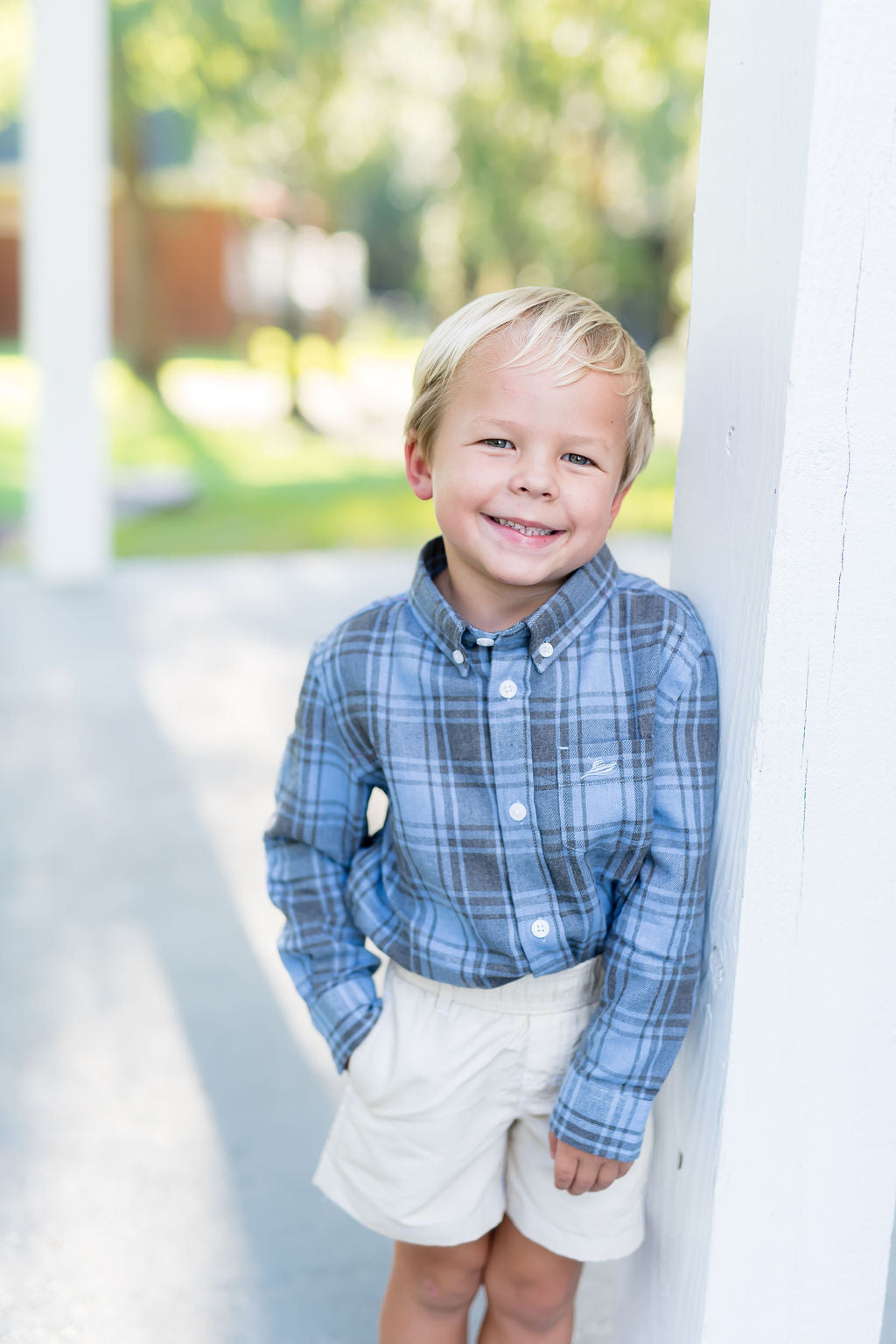 Blue/Charcoal Flannel Destin Dress Shirt