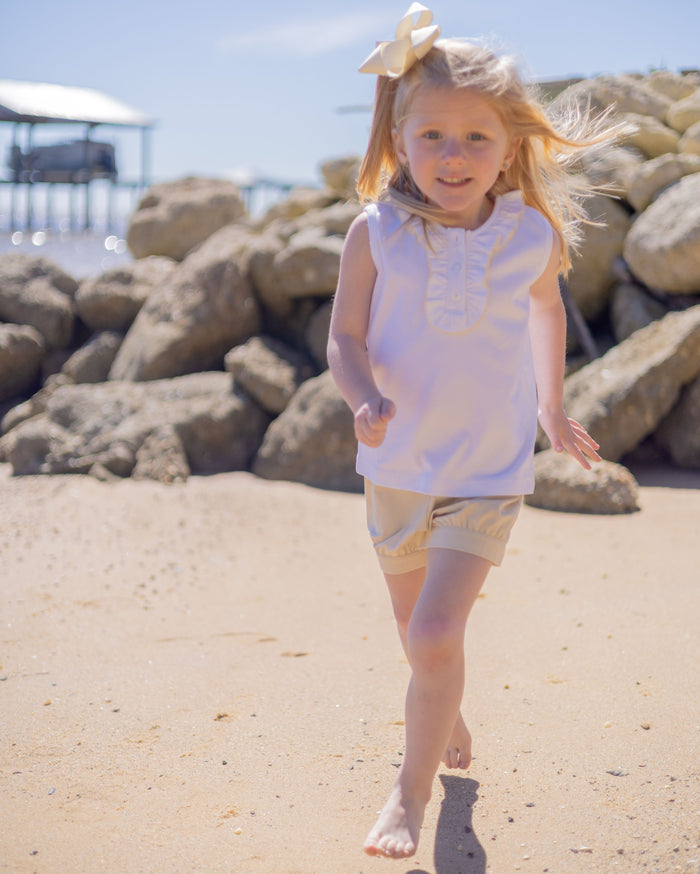 Kennedy Khaki Ruffle Chest and Short Set