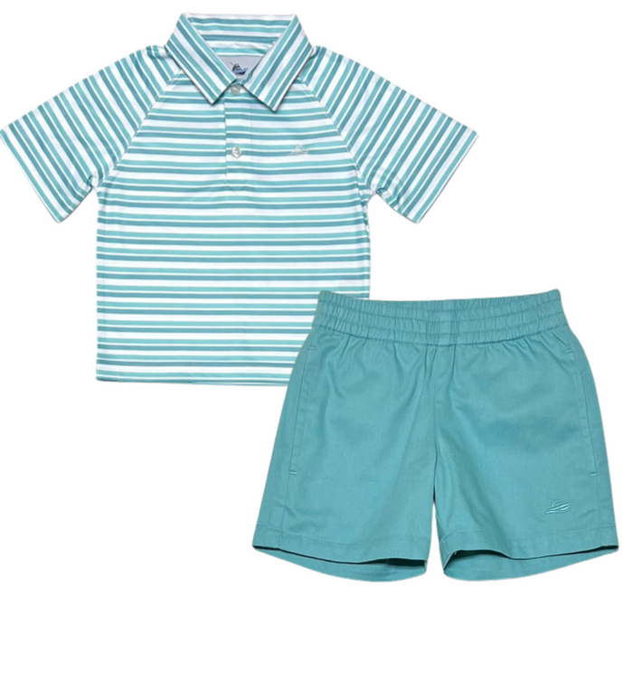 Blue/Aqua/Porcelain Performance Polo