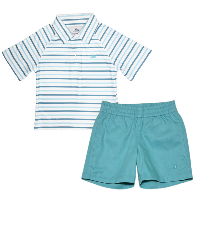 Marine Blue and Whisper Performance Polo