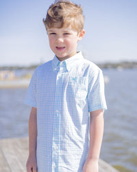 Petit Four and Bleached Aqua Short Sleeve Destin Dress Shirt