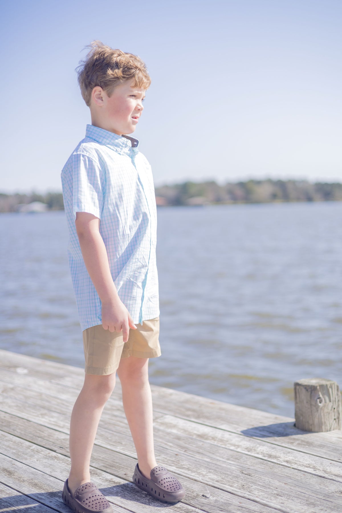 Petit Four and Bleached Aqua Short Sleeve Destin Dress Shirt