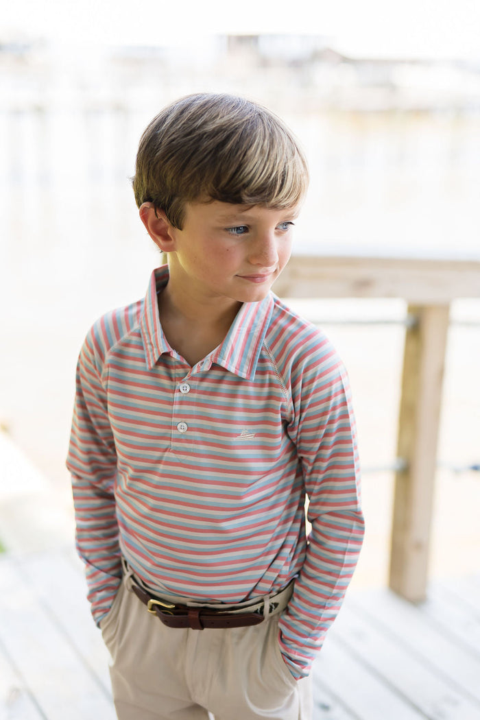 Orange and Khaki Multi Stripe Polo