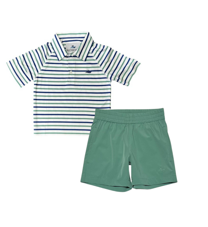 Navy and Green Performance Polo