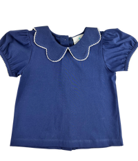 Navy Scallop Collared Top