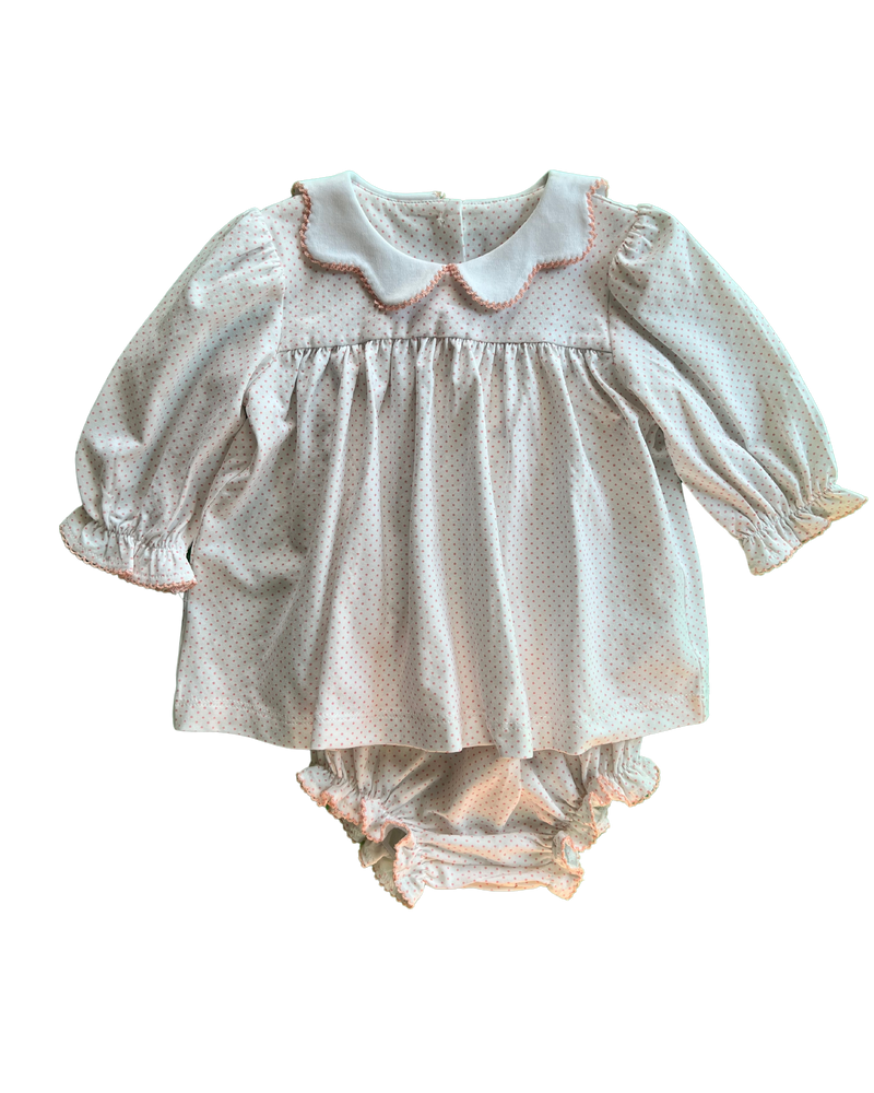 Pink Dottie Scallop Collar Bloomer Set