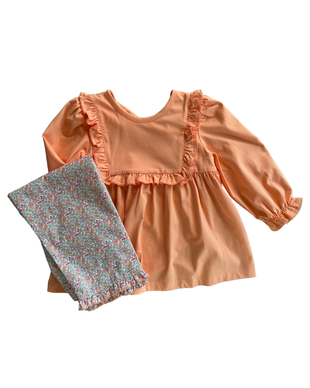 Peach Floral Ruffle Top and Pants