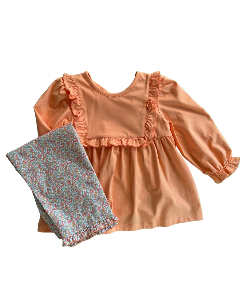 Peach Floral Ruffle Top and Pants