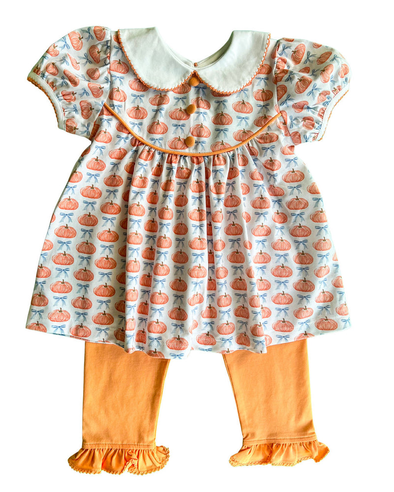 Orange Pumpkins Button Top Set