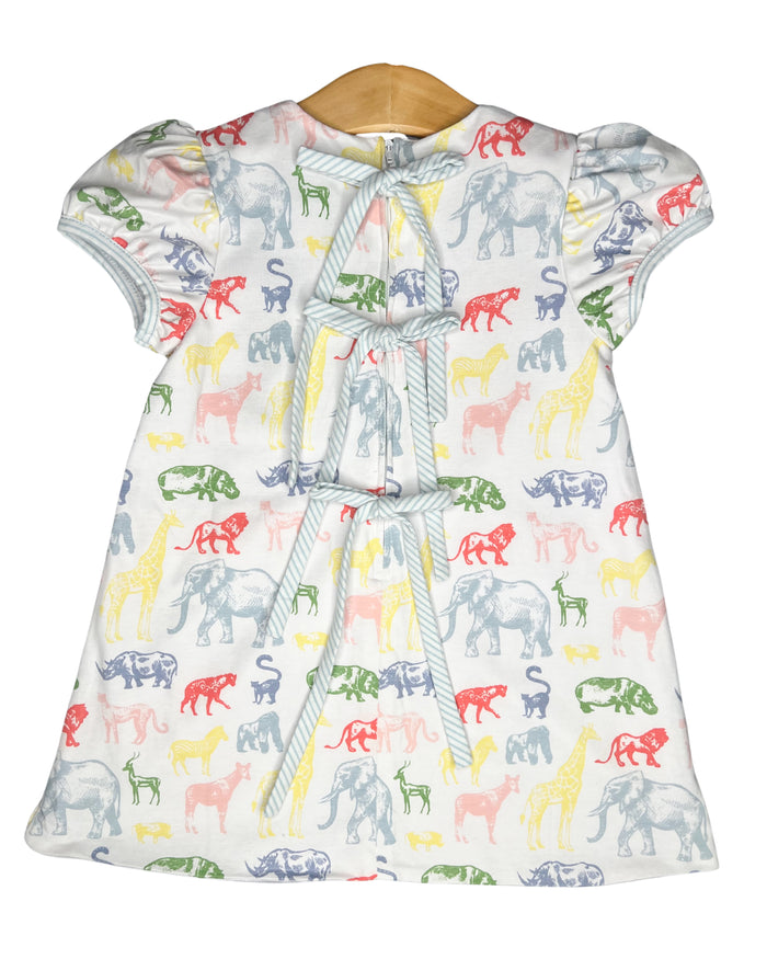 Girls Zoo Friends Bow Back Dress