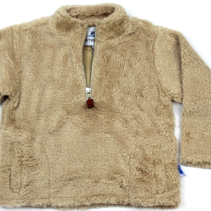 Sherpa Fleece Pullover for Kids - Khaki