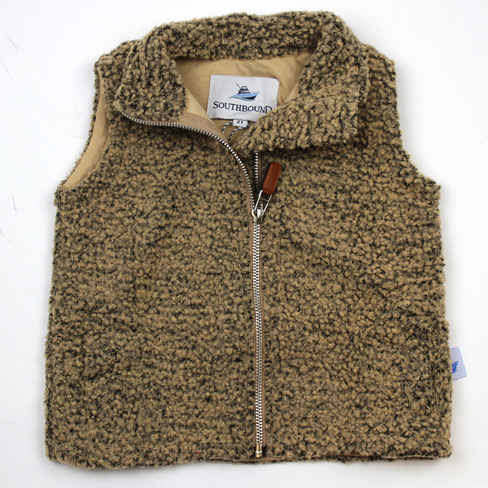 Sherpa Fleece Vest for Kids - Brown on Brown