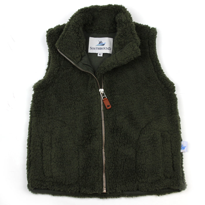Sherpa Fleece Vest for Kids - Olive