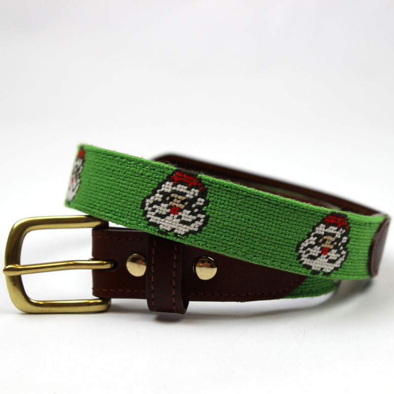 Hand Stitched Needlepoint Santa Belt