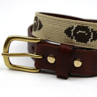 Hand Stitched Needlepoint Football Belt