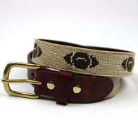 Hand Stitched Needlepoint Football Belt