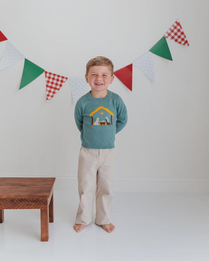 Boys Nativity Scene Christmas Sweater