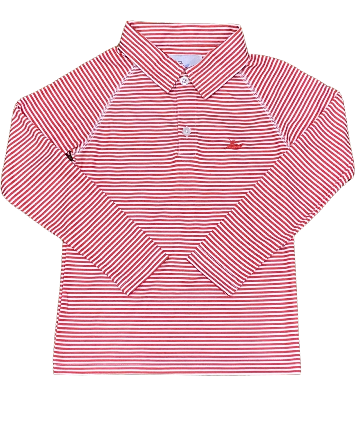 Candy Cane Red Stripe Long Sleeve Performance Polo