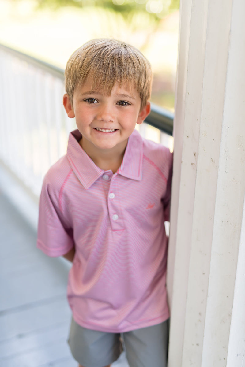 Coral and Island Stripe Polo