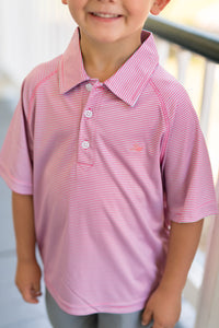 Coral and Island Stripe Polo