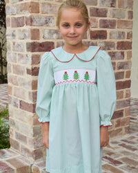 Classic Christmas Tree Smocked Dress