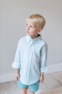 Clearly Aqua and Lichen Destin Dress Shirt