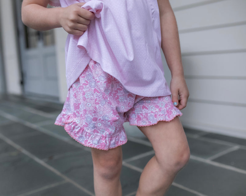 Pink Floral Ruffle Top and Shorts