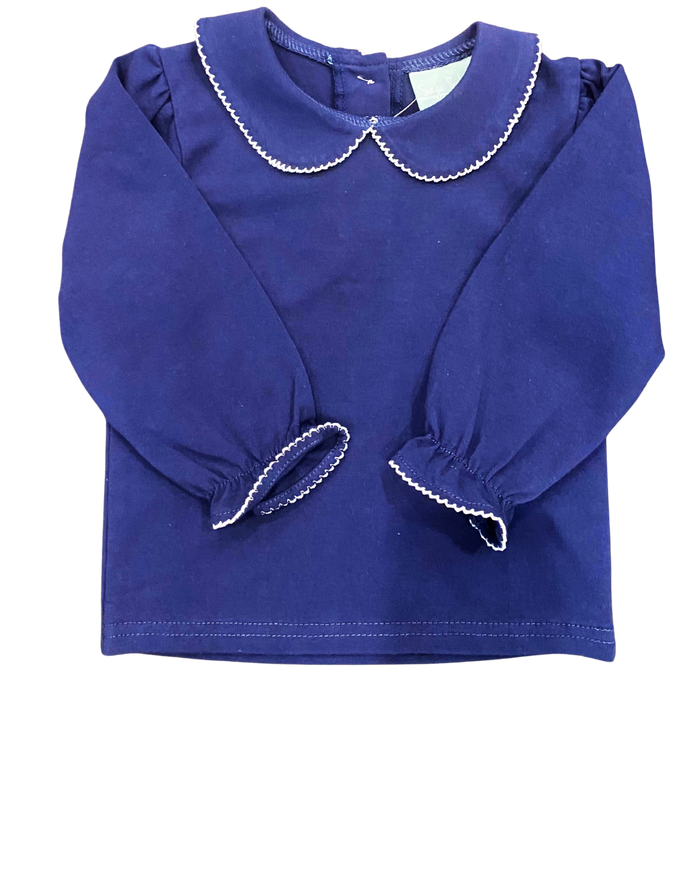 Girls Peter Pan Top- Navy