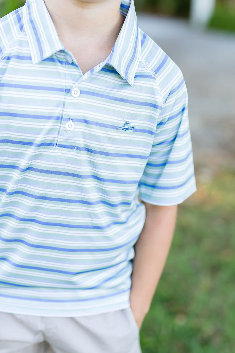 Green and Allure Blue Stripe Polo