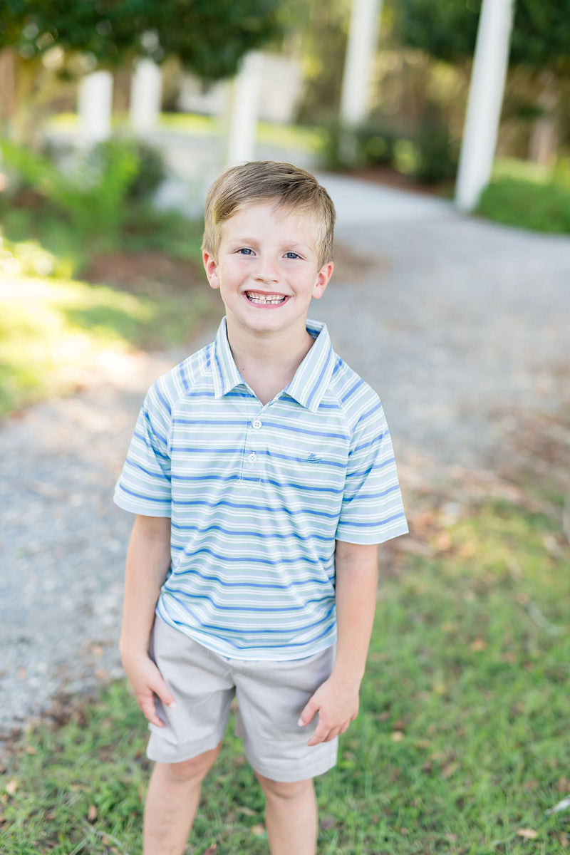 Green and Allure Blue Stripe Polo