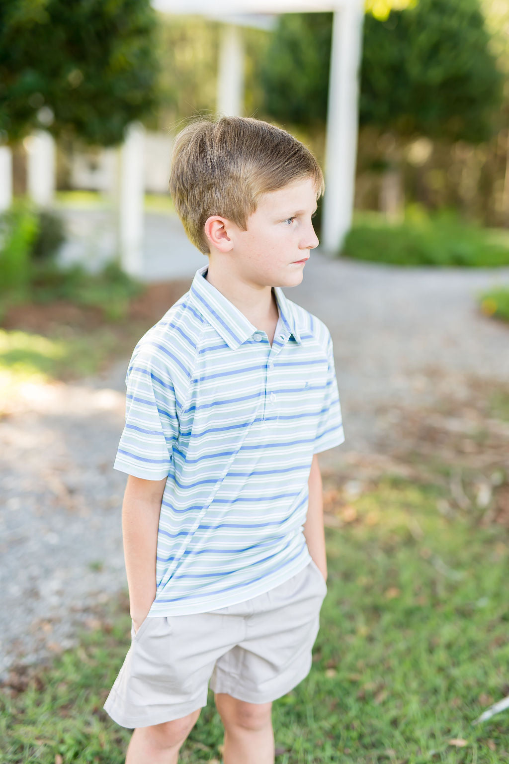 Green and Allure Blue Stripe Polo