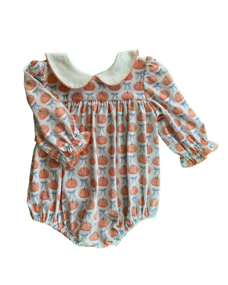 Orange Pumpkins Peter Pan Collar Bubble