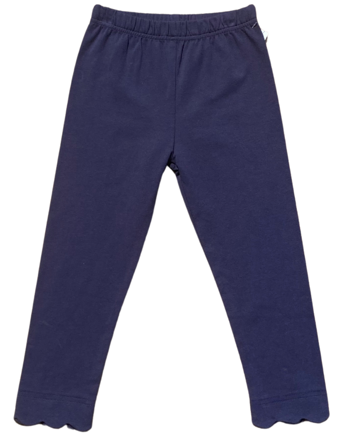 Girls Sage Scallop Leggings- Nora Navy