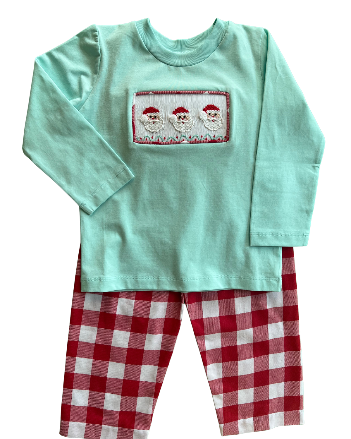 Santa Face Smocked Set