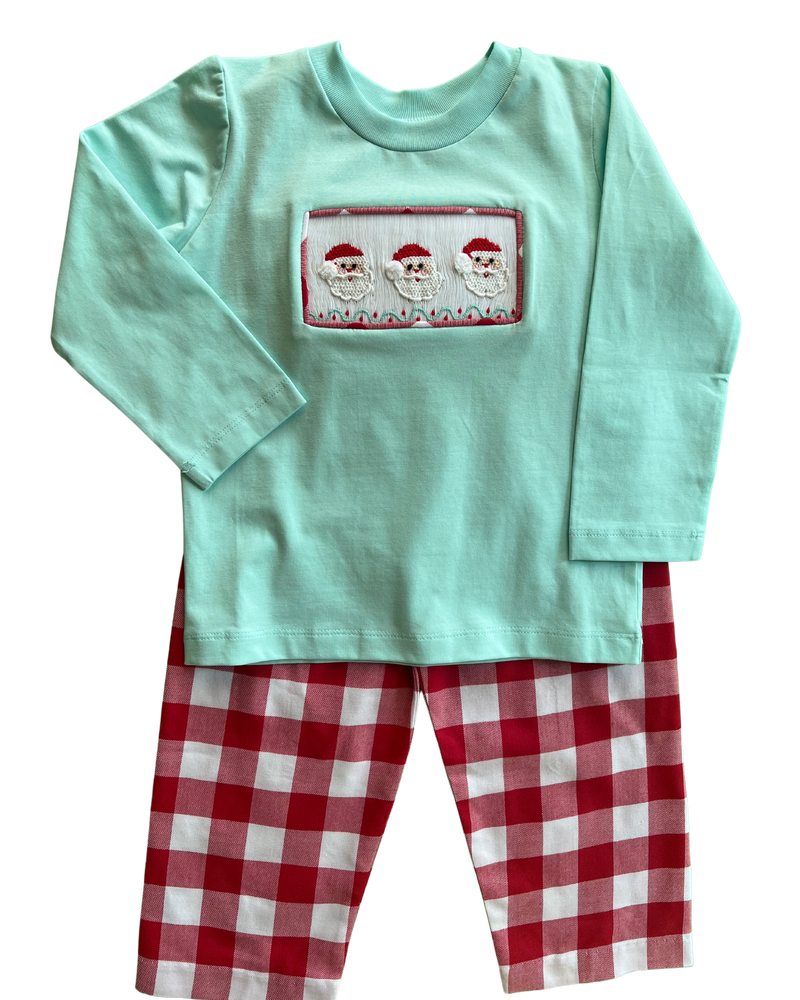 Santa Face Smocked Set