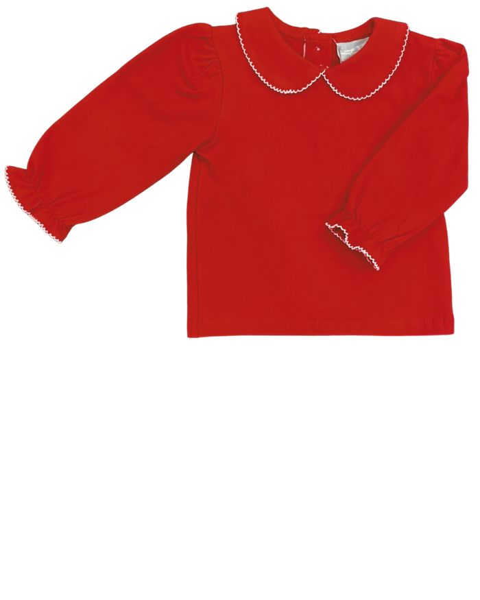 Girls Peter Pan Top- Red