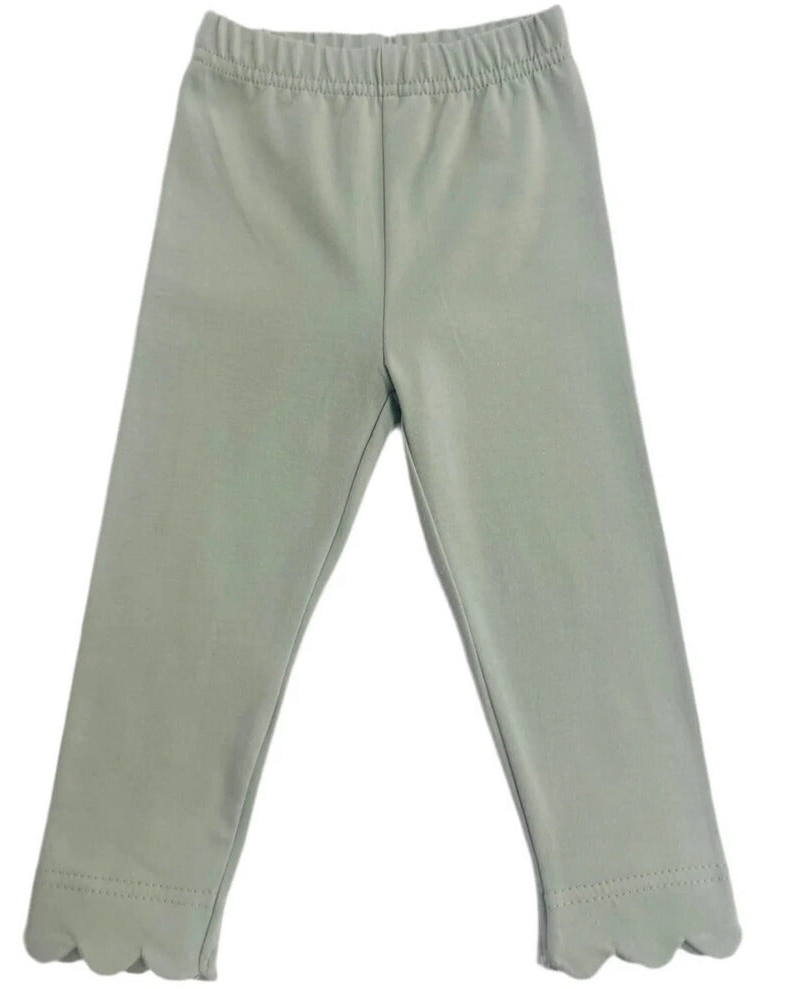 Girls Sage Scallop Leggings- Gemma Green